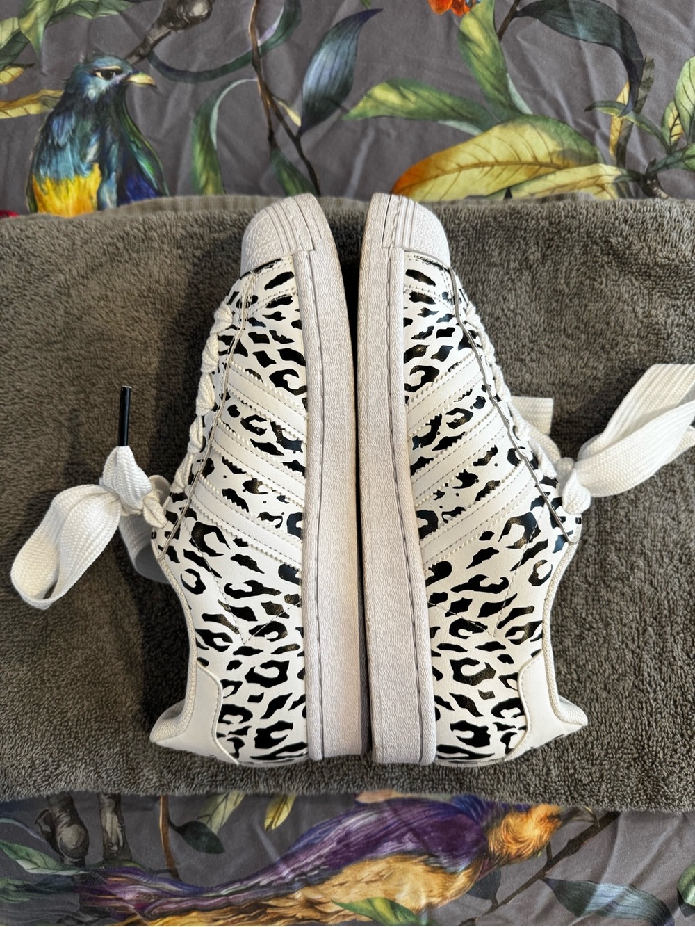 Adidas Superstars White Leopard Print Women’s Low-Top Sneakers
